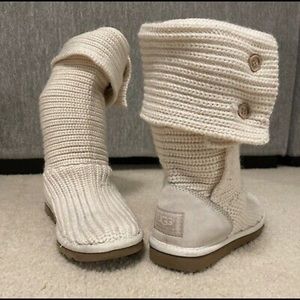 UGG Australia 5819 Women's Classic Cardy Ivory Knit Tall Boot sz 6